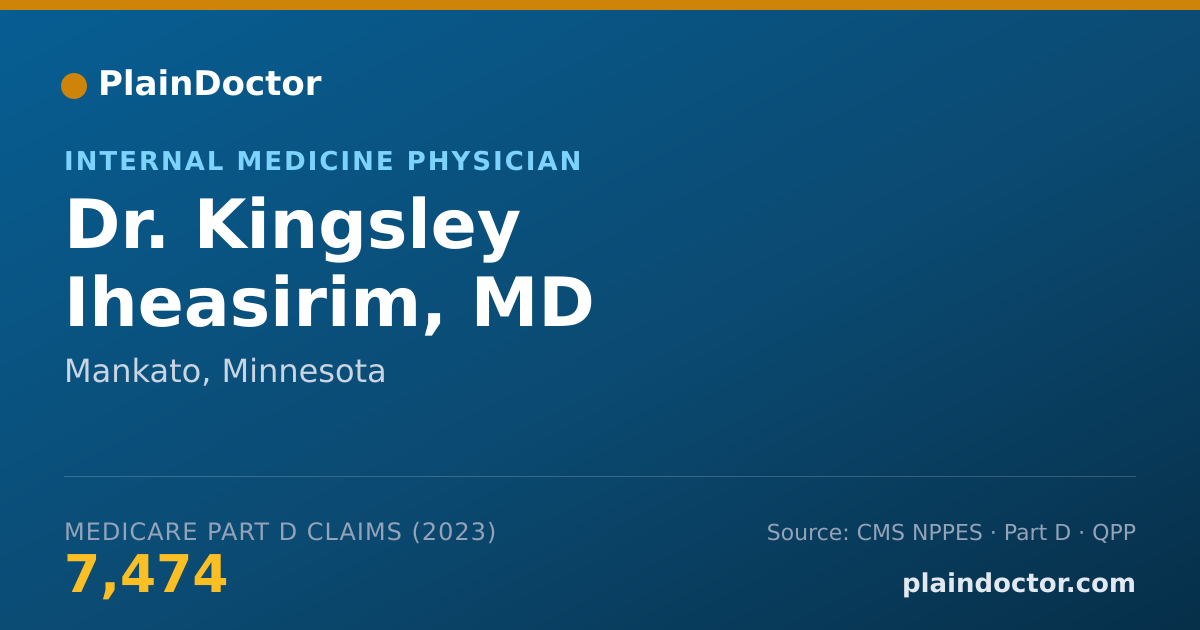 Shareable card for Kingsley Iheasirim, MD - Internal Medicine Physician, Mankato, MN