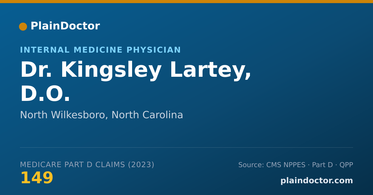 Shareable card for Kingsley Lartey, D.O. - Internal Medicine Physician, North Wilkesboro, NC