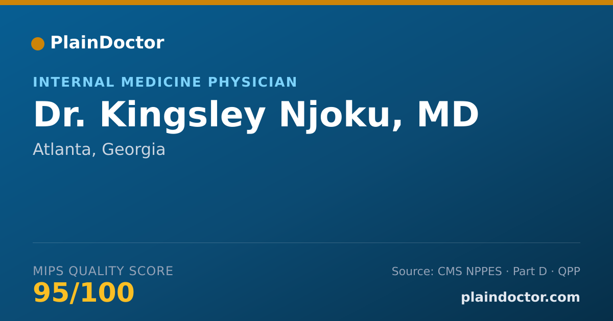 Shareable card for Kingsley Njoku, MD - Internal Medicine Physician, Atlanta, GA