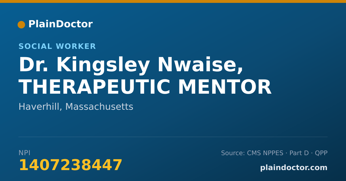 Shareable card for Kingsley Nwaise, THERAPEUTIC MENTOR - Social Worker, Haverhill, MA