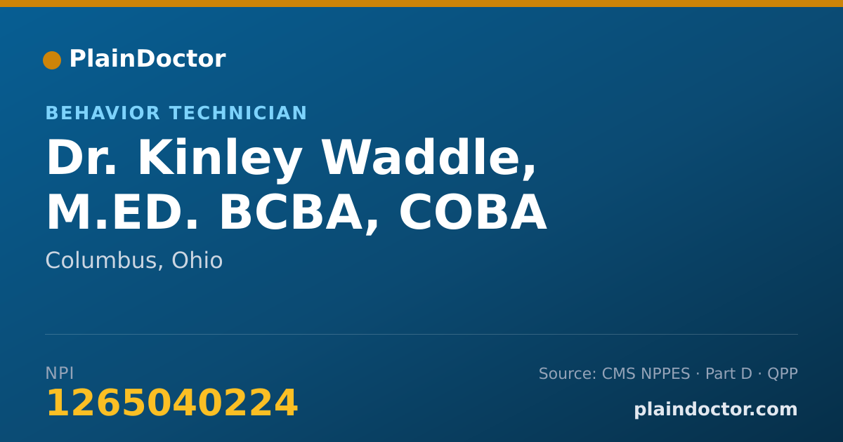Shareable card for Kinley Waddle, M.ED. BCBA, COBA - Behavior Technician, Columbus, OH