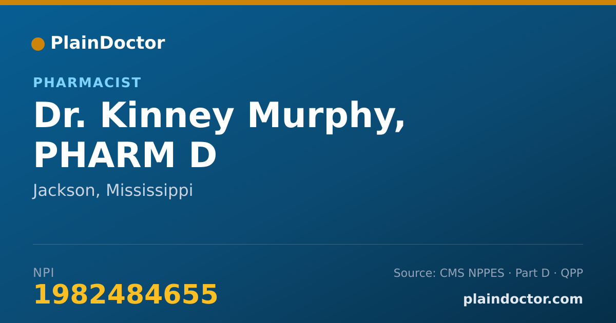 Shareable card for Kinney Murphy, PHARM D - Pharmacist, Jackson, MS