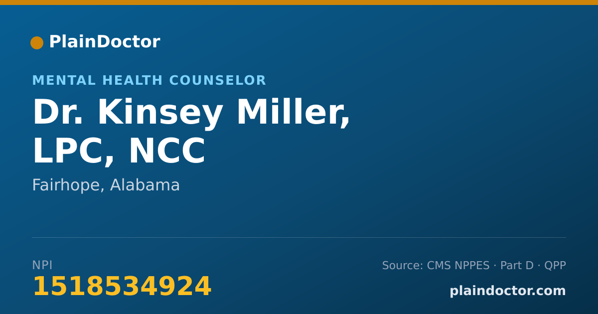 Shareable card for Kinsey Miller, LPC, NCC - Mental Health Counselor, Fairhope, AL
