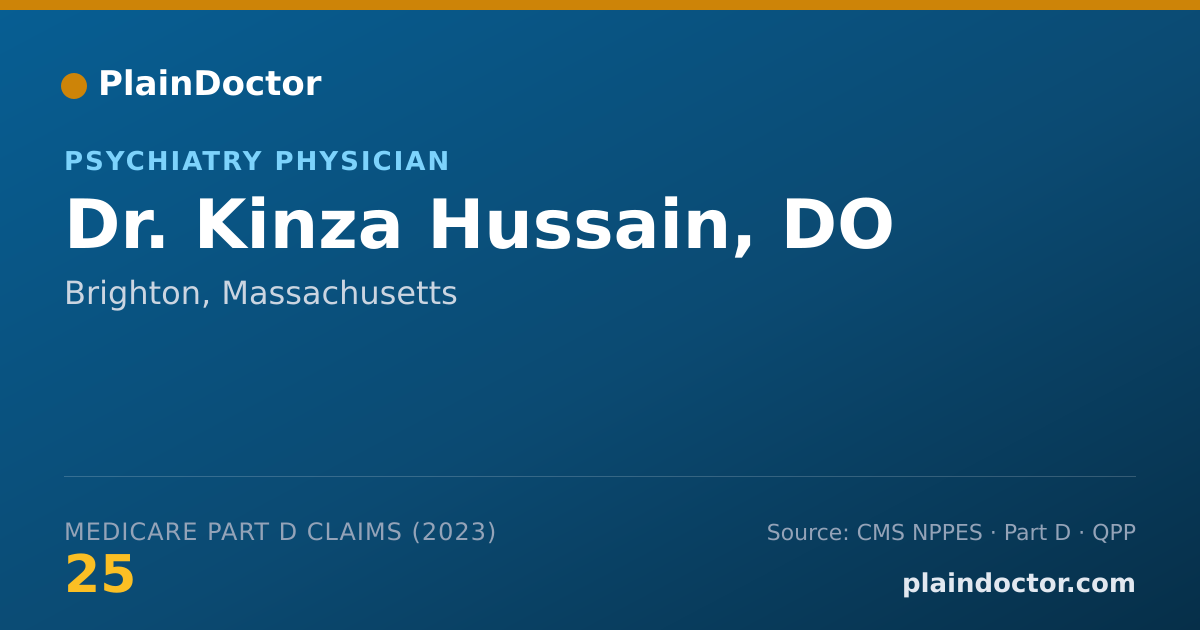 Shareable card for Kinza Hussain, DO - Psychiatry Physician, Brighton, MA