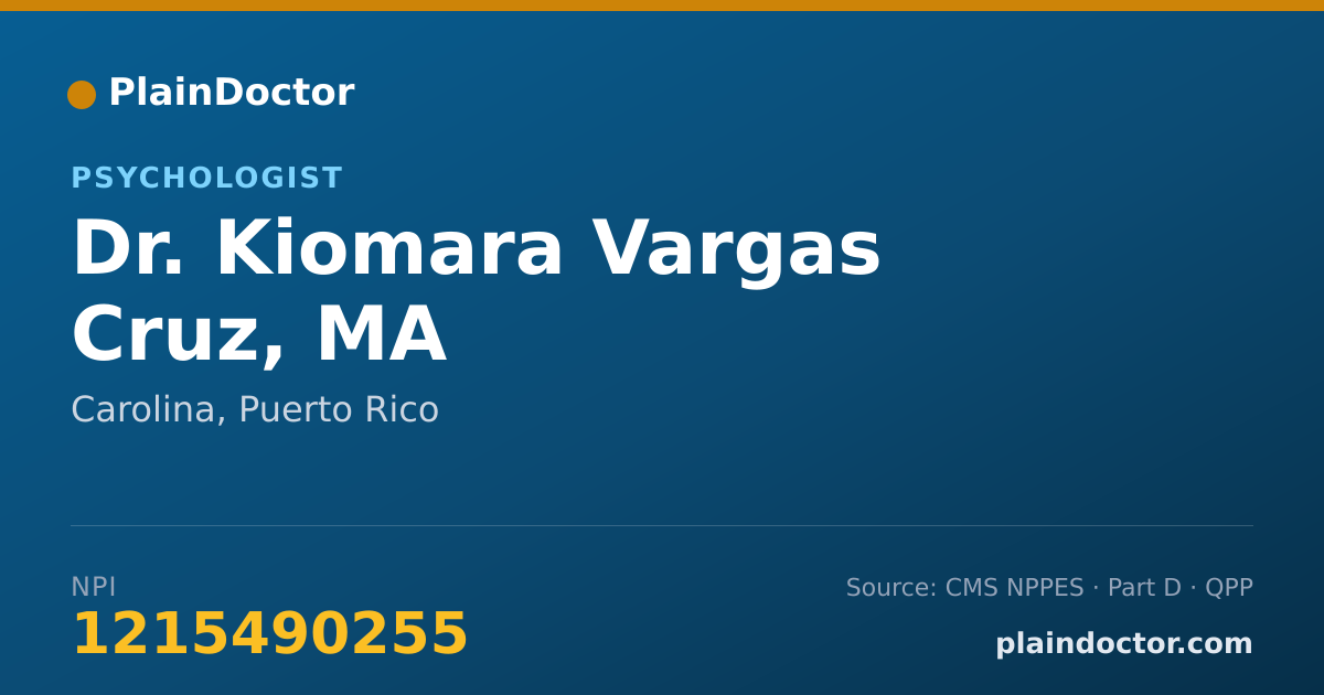 Shareable card for Kiomara Vargas Cruz, MA - Psychologist, Carolina, PR