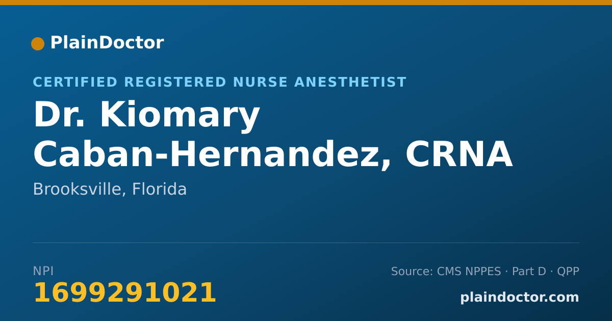 Shareable card for Kiomary Caban-Hernandez, CRNA - Certified Registered Nurse Anesthetist, Brooksville, FL