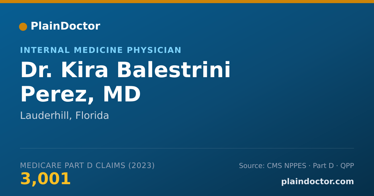 Shareable card for Kira Balestrini Perez, MD - Internal Medicine Physician, Lauderhill, FL