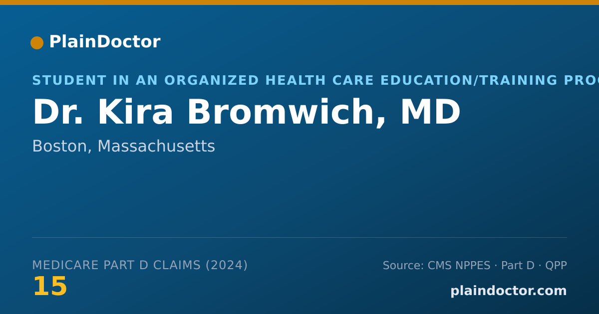 Shareable card for Kira Bromwich, MD - Student in an Organized Health Care Education/Training Program, Boston, MA