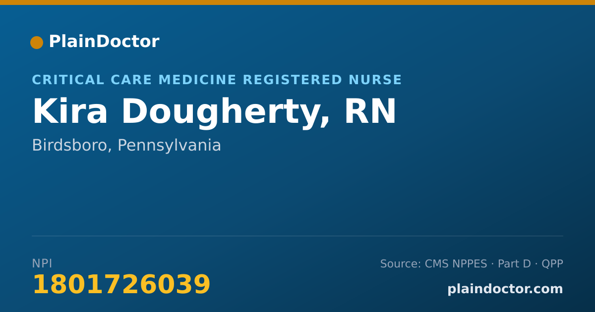 Shareable card for Kira Dougherty, RN - Critical Care Medicine Registered Nurse, Birdsboro, PA