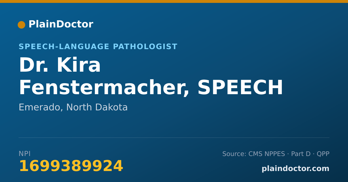 Shareable card for Kira Fenstermacher, SPEECH LANGUAGE PAT - Speech-Language Pathologist, Emerado, ND