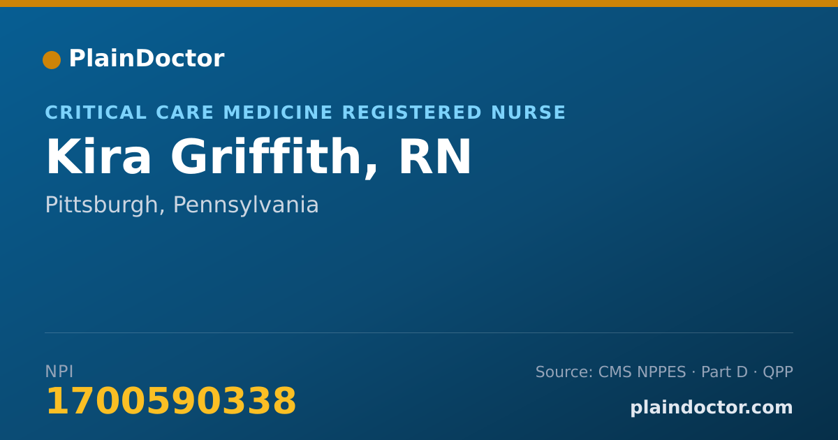 Shareable card for Kira Griffith, RN - Critical Care Medicine Registered Nurse, Pittsburgh, PA
