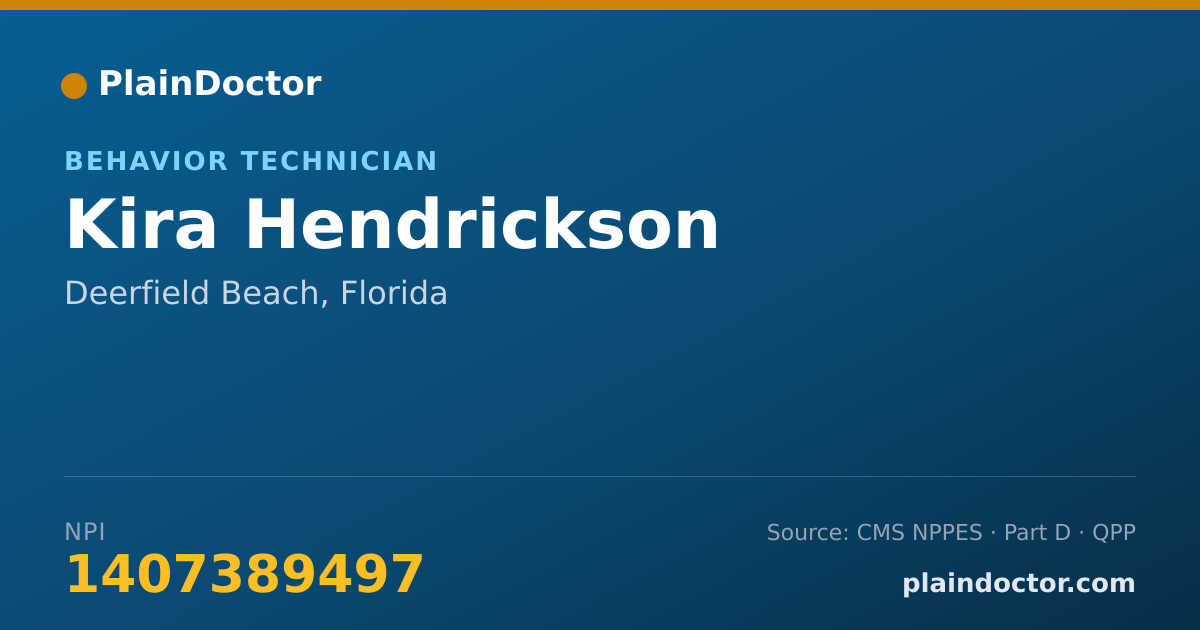 Shareable card for Kira Hendrickson - Behavior Technician, Deerfield Beach, FL