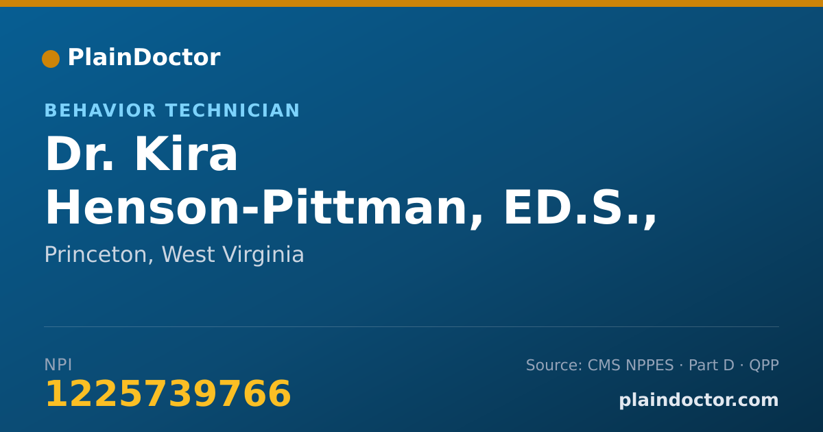 Shareable card for Kira Henson-Pittman, ED.S., NCSP - Behavior Technician, Princeton, WV