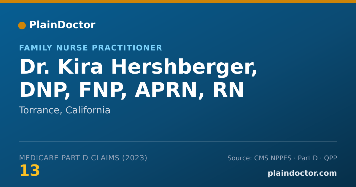Shareable card for Kira Hershberger, DNP, FNP, APRN, RN - Family Nurse Practitioner, Torrance, CA