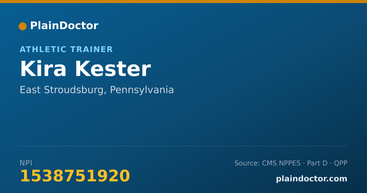 Shareable card for Kira Kester - Athletic Trainer, East Stroudsburg, PA