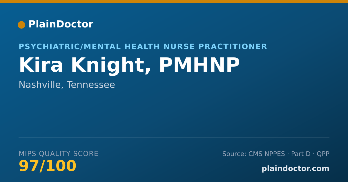 Shareable card for Kira Knight, PMHNP - Psychiatric/Mental Health Nurse Practitioner, Nashville, TN