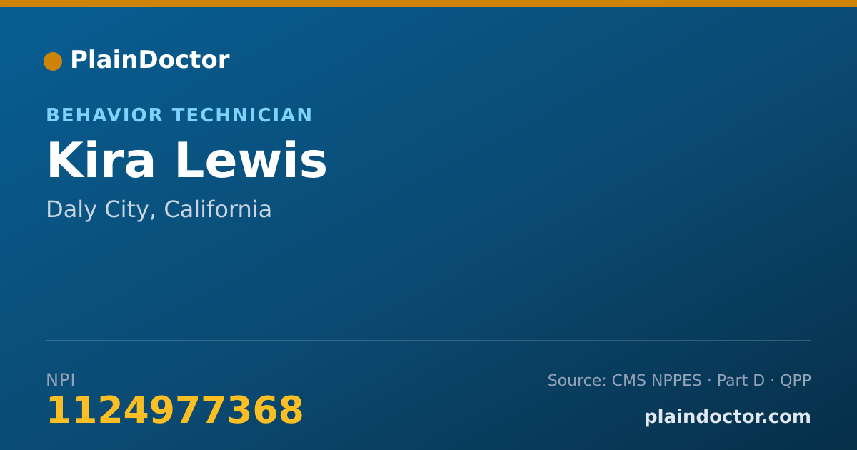 Shareable card for Kira Lewis - Behavior Technician, Daly City, CA