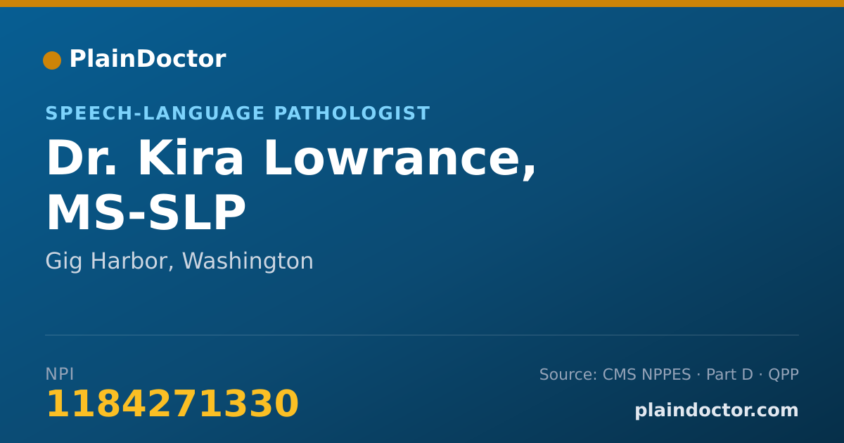 Shareable card for Kira Lowrance, MS-SLP - Speech-Language Pathologist, Gig Harbor, WA