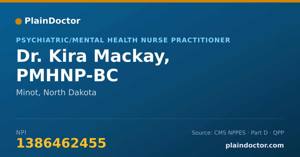 Shareable card for Kira Mackay, PMHNP-BC - Psychiatric/Mental Health Nurse Practitioner, Minot, ND