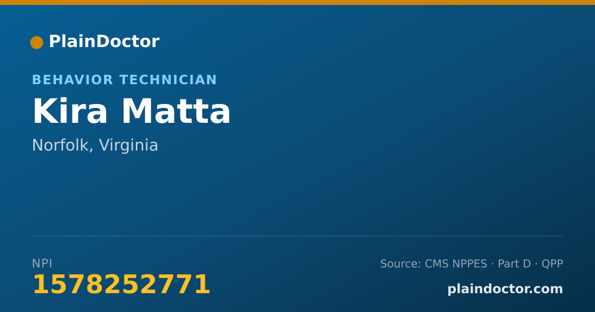 Shareable card for Kira Matta - Behavior Technician, Norfolk, VA