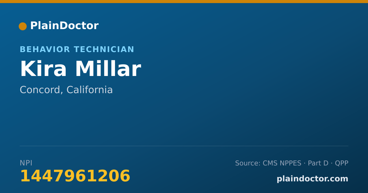 Shareable card for Kira Millar - Behavior Technician, Concord, CA