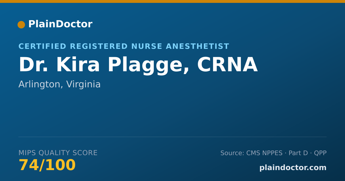 Shareable card for Kira Plagge, CRNA - Certified Registered Nurse Anesthetist, Arlington, VA
