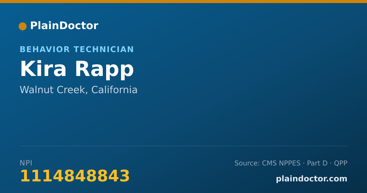 Shareable card for Kira Rapp - Behavior Technician, Walnut Creek, CA
