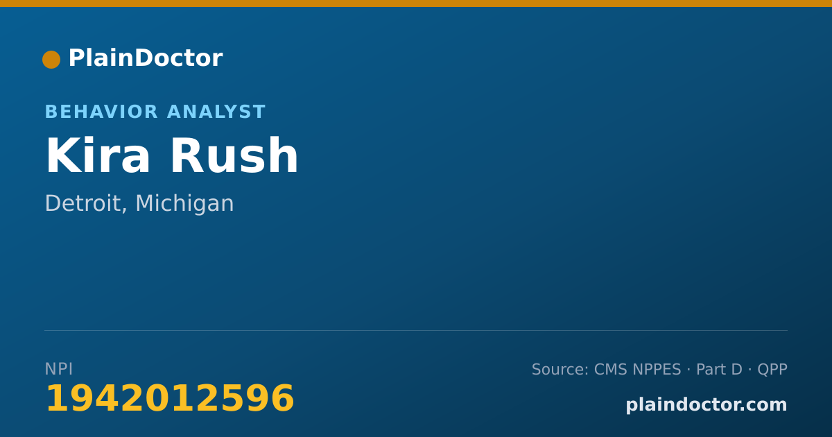 Shareable card for Kira Rush - Behavior Analyst, Detroit, MI
