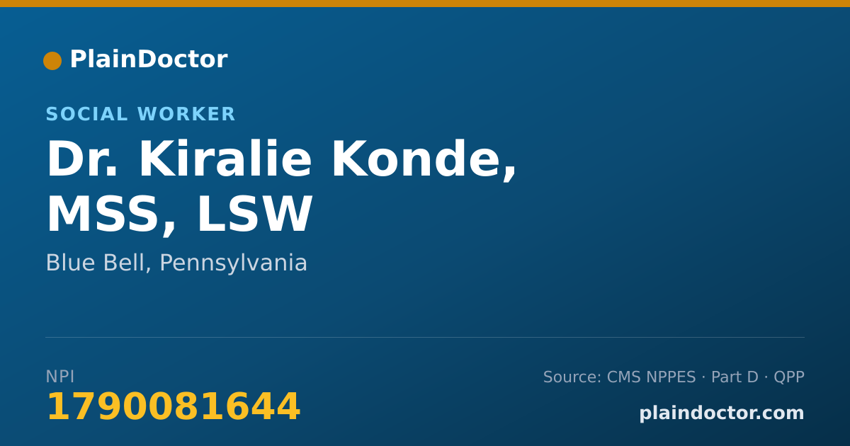 Shareable card for Kiralie Konde, MSS, LSW - Social Worker, Blue Bell, PA