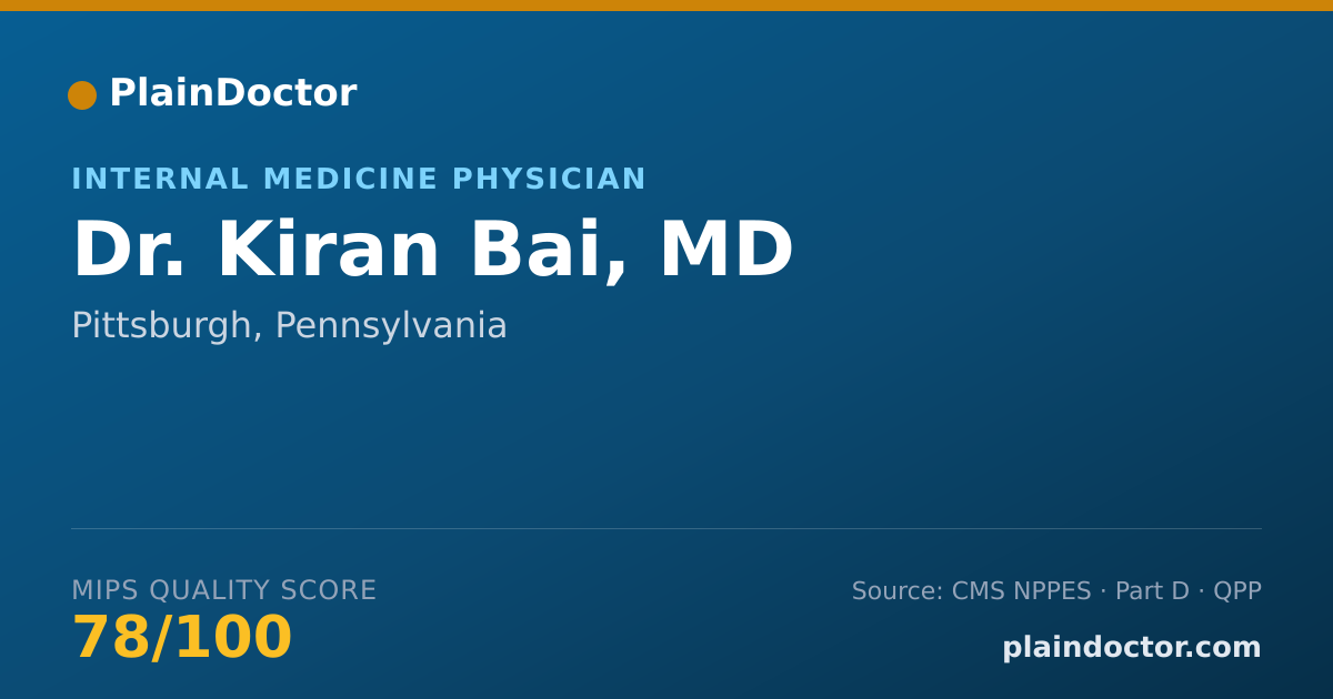 Shareable card for Kiran Bai, MD - Internal Medicine Physician, Pittsburgh, PA