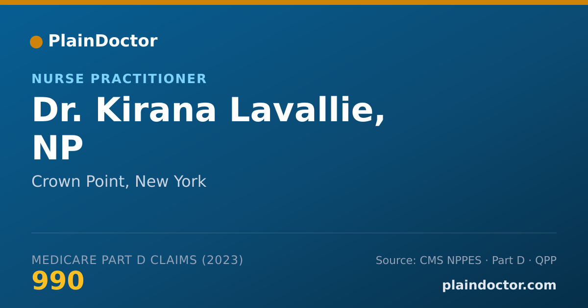 Shareable card for Kirana Lavallie, NP - Nurse Practitioner, Crown Point, NY