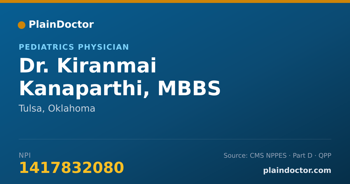 Shareable card for Kiranmai Kanaparthi, MBBS - Pediatrics Physician, Tulsa, OK