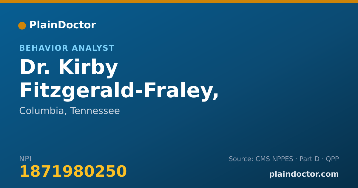Shareable card for Kirby Fitzgerald-Fraley, M.A., BCBA - Behavior Analyst, Columbia, TN