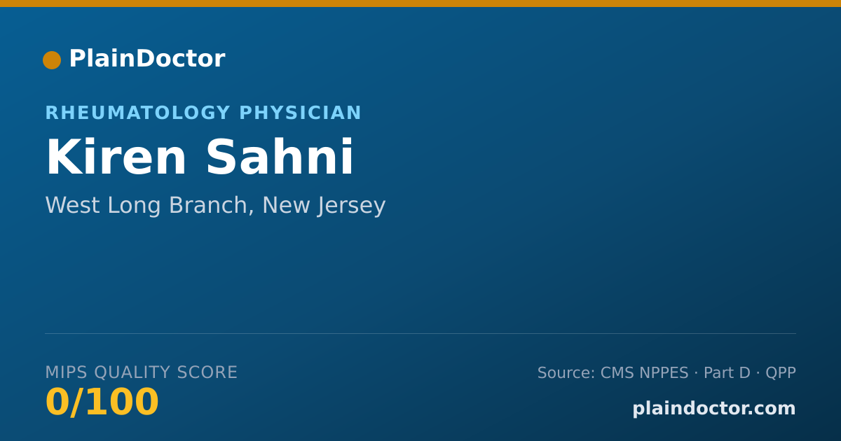 Shareable card for Kiren Sahni - Rheumatology Physician, West Long Branch, NJ