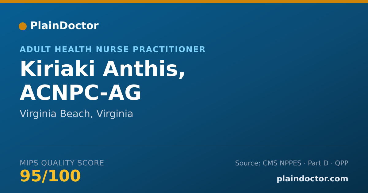 Shareable card for Kiriaki Anthis, ACNPC-AG - Adult Health Nurse Practitioner, Virginia Beach, VA