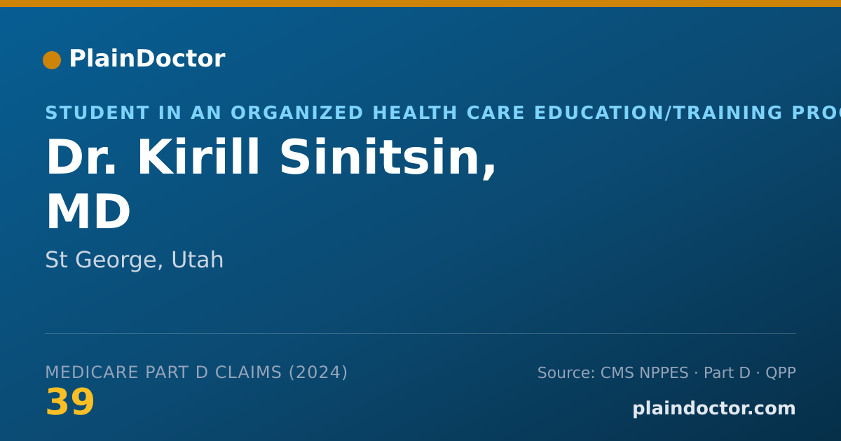 Shareable card for Kirill Sinitsin, MD - Student in an Organized Health Care Education/Training Program, St George, UT