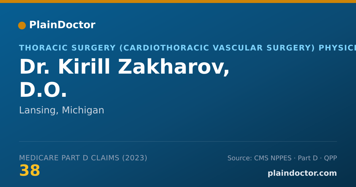 Shareable card for Kirill Zakharov, D.O. - Thoracic Surgery (Cardiothoracic Vascular Surgery) Physician, Lansing, MI