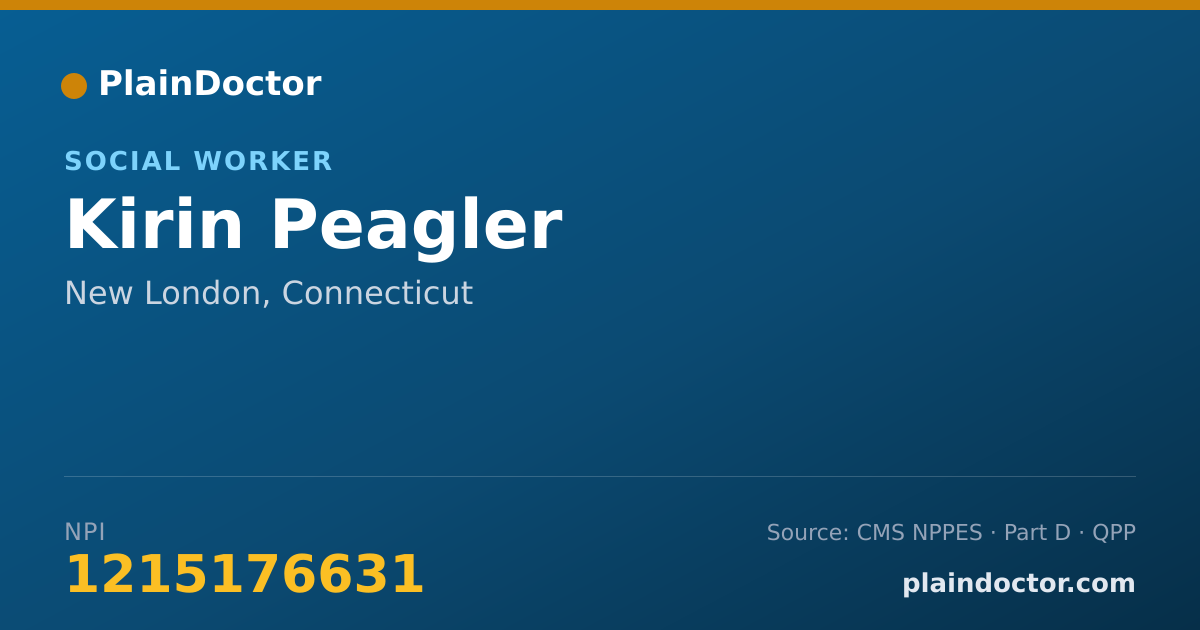 Shareable card for Kirin Peagler - Social Worker, New London, CT