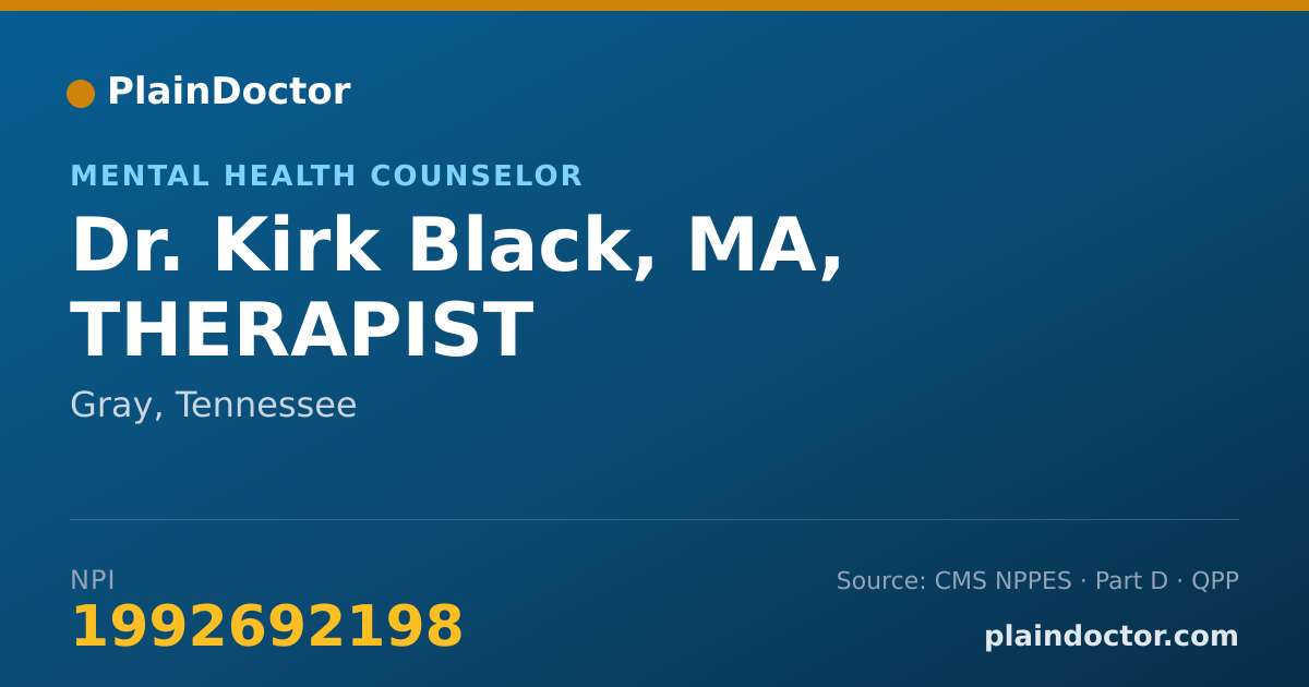 Shareable card for Kirk Black, MA, THERAPIST - Mental Health Counselor, Gray, TN
