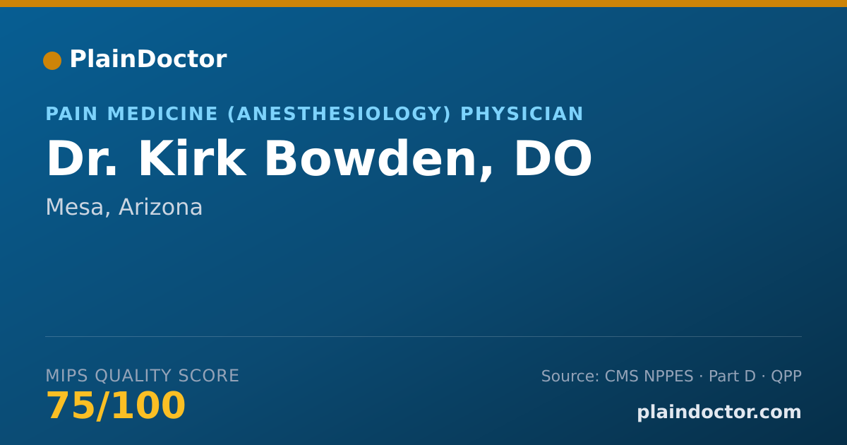 Shareable card for Kirk Bowden, DO - Pain Medicine (Anesthesiology) Physician, Mesa, AZ