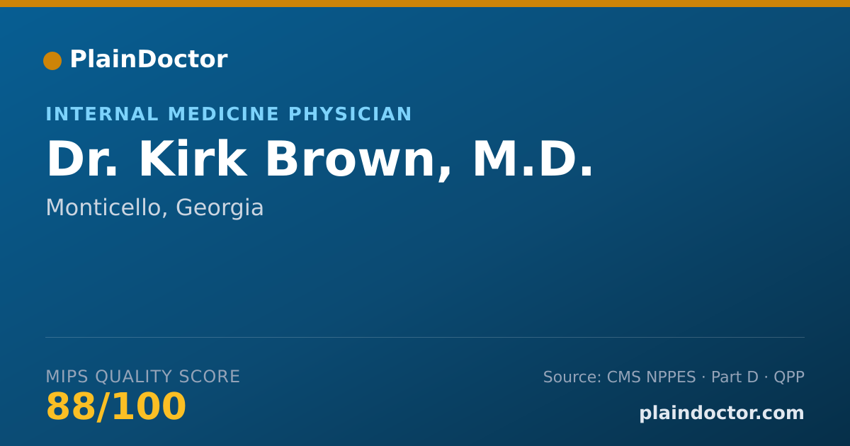 Shareable card for Kirk Brown, M.D. - Emergency Medicine Physician, Monticello, GA