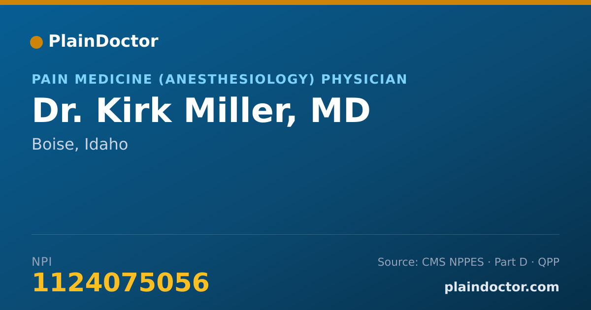 Shareable card for Kirk Miller, MD - Pain Medicine (Anesthesiology) Physician, Boise, ID