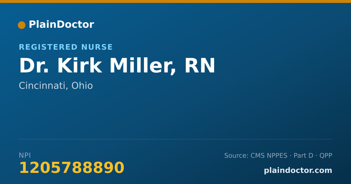 Shareable card for Kirk Miller, RN - Registered Nurse, Cincinnati, OH