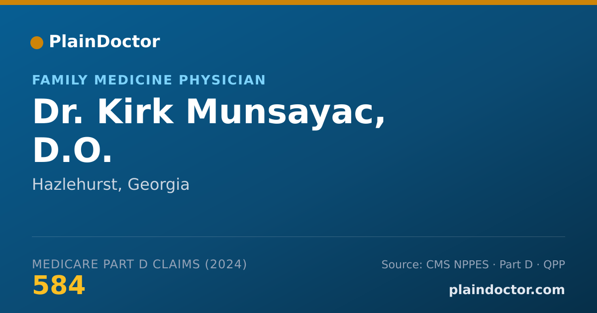 Shareable card for Kirk Munsayac, D.O. - Family Medicine Physician, Hazlehurst, GA