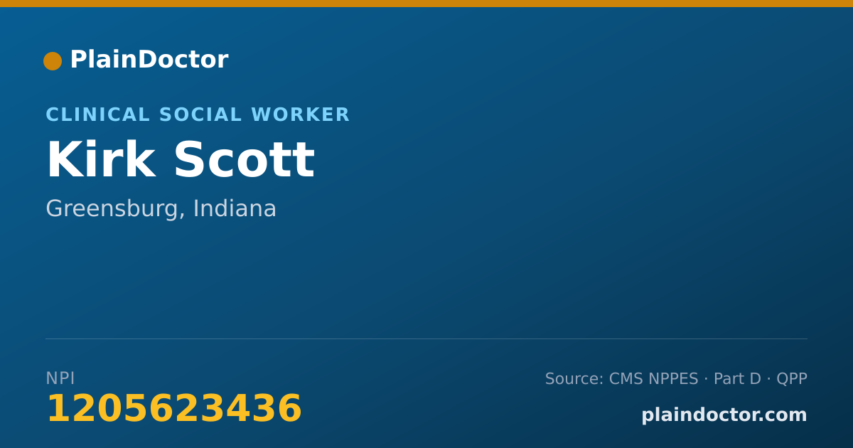 Shareable card for Kirk Scott - Clinical Social Worker, Greensburg, IN