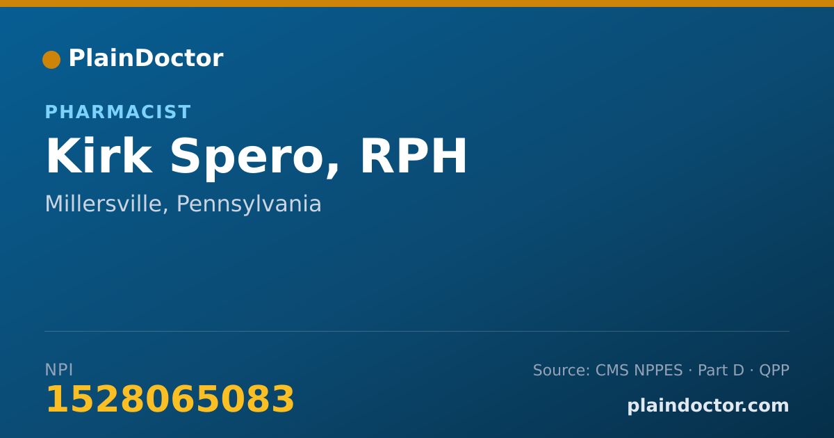 Shareable card for Kirk Spero, RPH - Pharmacist, Millersville, PA