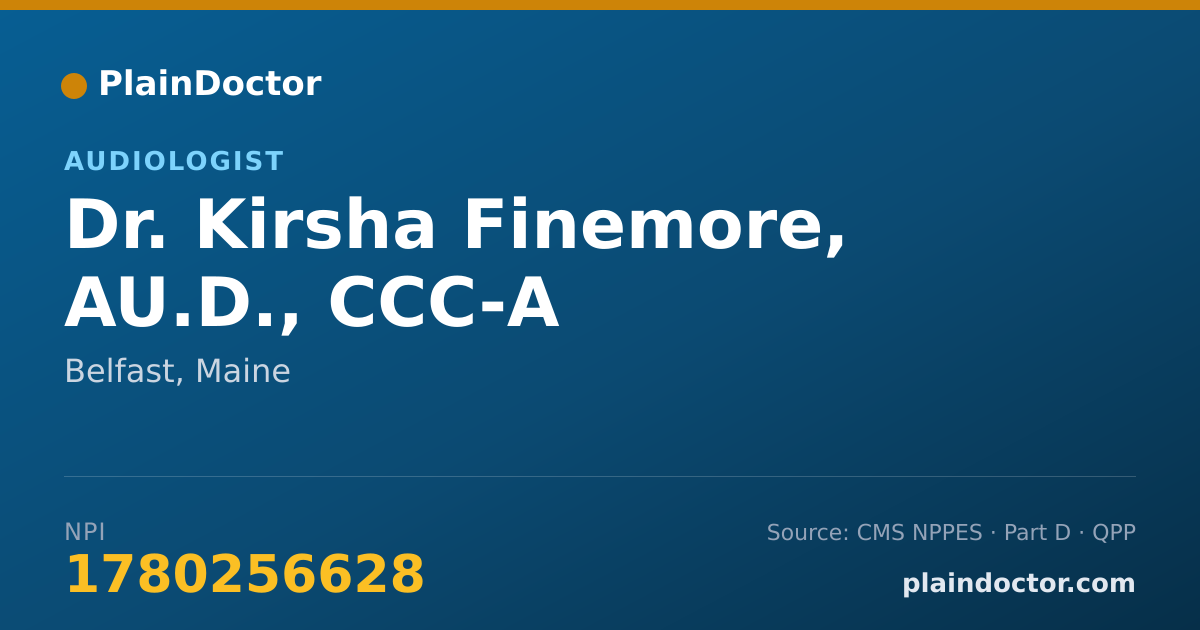 Shareable card for Kirsha Finemore, AU.D., CCC-A - Audiologist, Belfast, ME