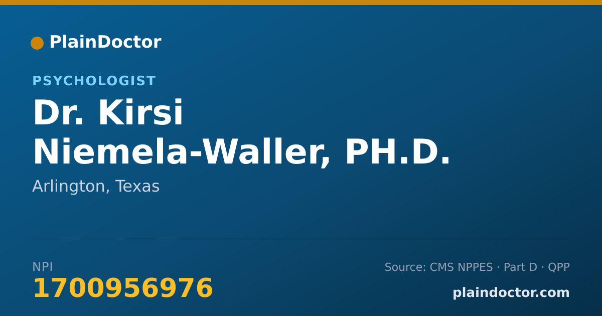 Shareable card for Kirsi Niemela-Waller, PH.D. - Psychologist, Arlington, TX