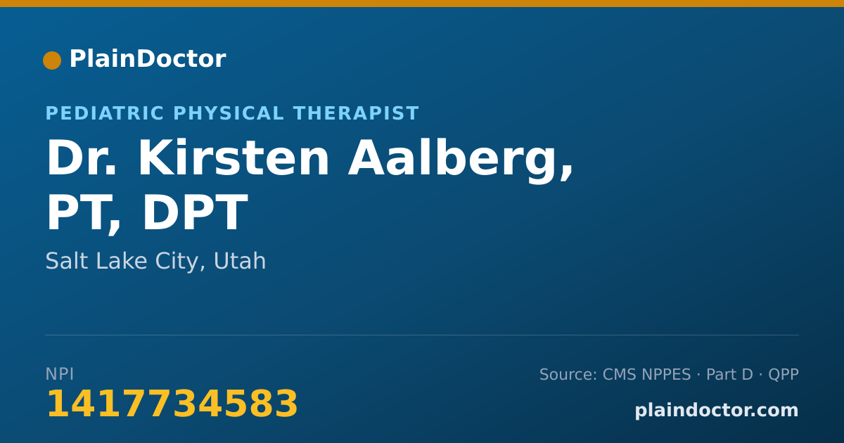 Shareable card for Kirsten Aalberg, PT, DPT - Pediatric Physical Therapist, Salt Lake City, UT