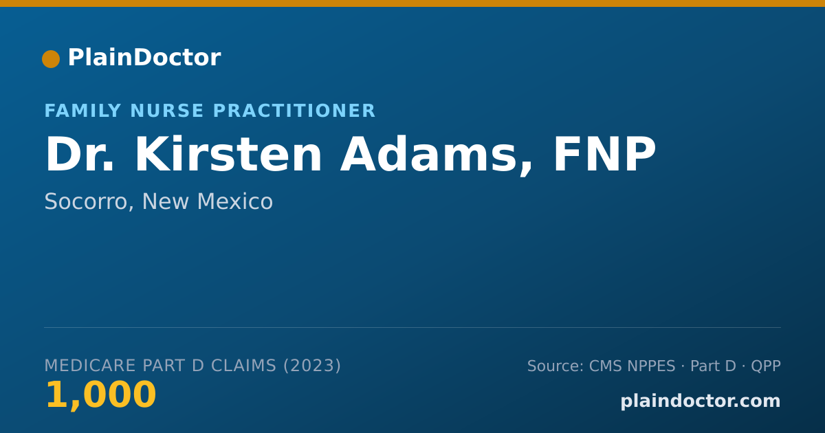 Shareable card for Kirsten Adams, FNP - Family Nurse Practitioner, Socorro, NM